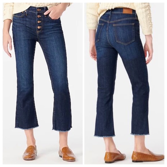 J. Crew 9" Demi-Boot Crop Jean in Dark Worn Wash Size 27